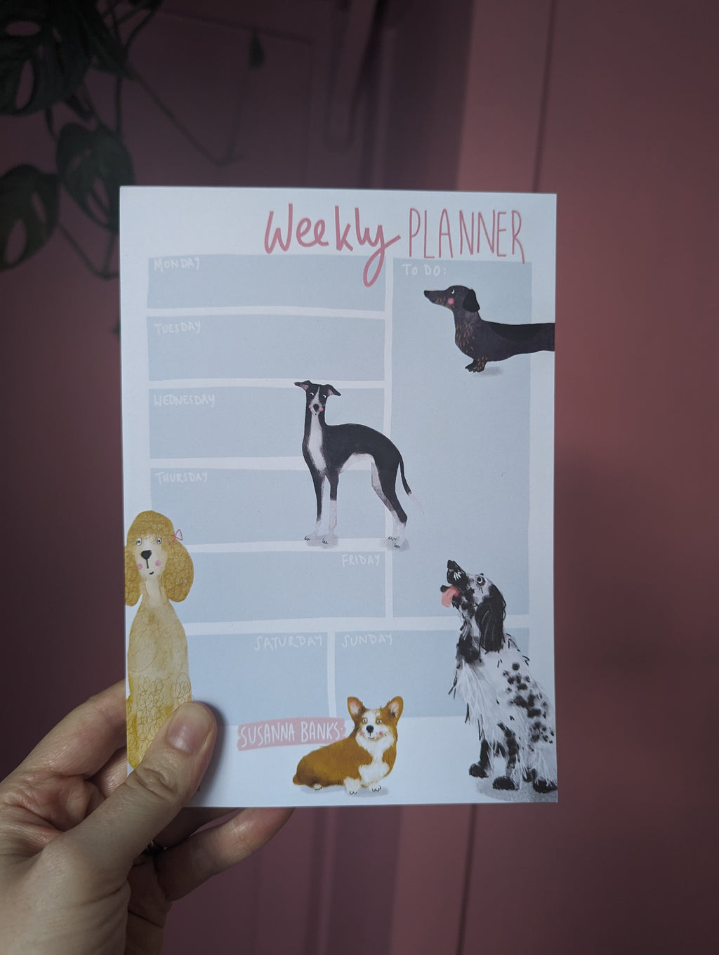 Dogs WEEKLY PLANNER | Susanna Banks Weekly Planner | Blank Stationery | Stationery | Desk Planner